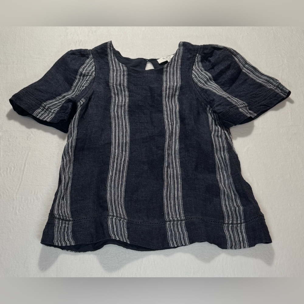 Sea New York Navy and Gray Striped Blouse
